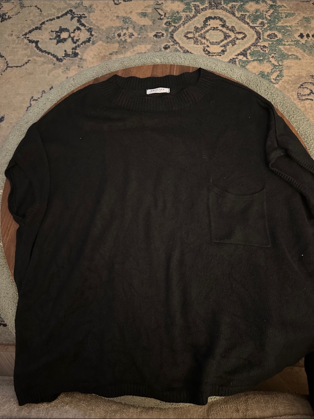 Ekouar Womens Black Crewneck Pocket Sweater shirt/vest XXL